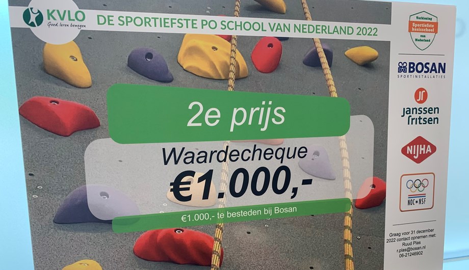 Trots! We zijn op de tweede plaats geeindigd bij de verkiezing van de sportiefste school van Nederland in 2022.