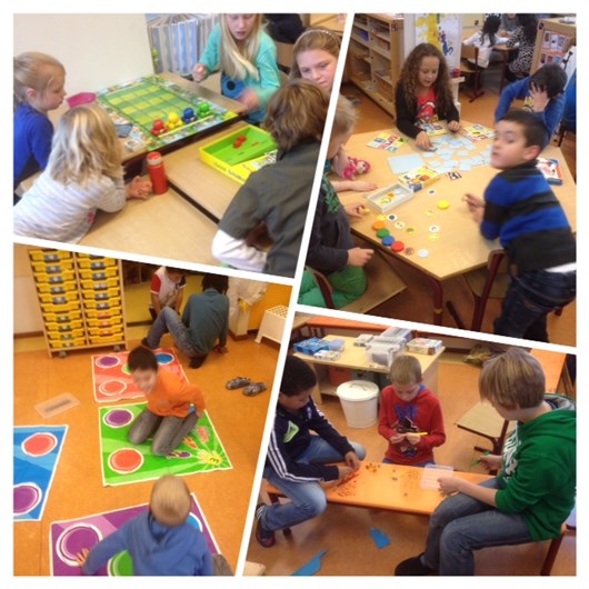 Spel is één van de vier werkvormen binnen Jenaplanonderwijs:
Samen werken, spelen, praten en vieren.
